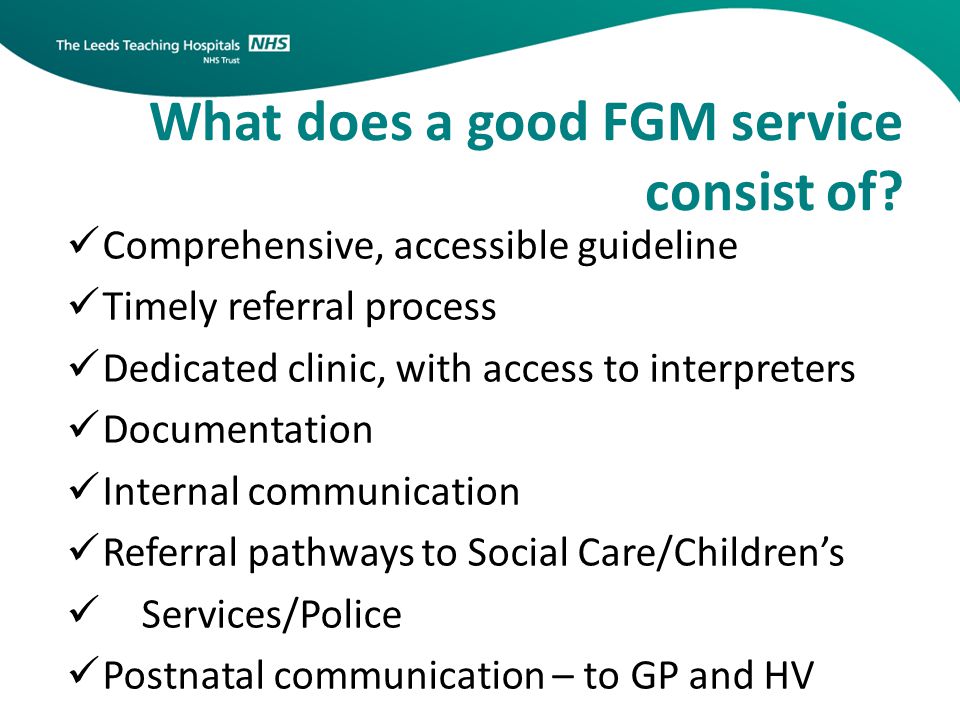 What does a good FGM service consist of.