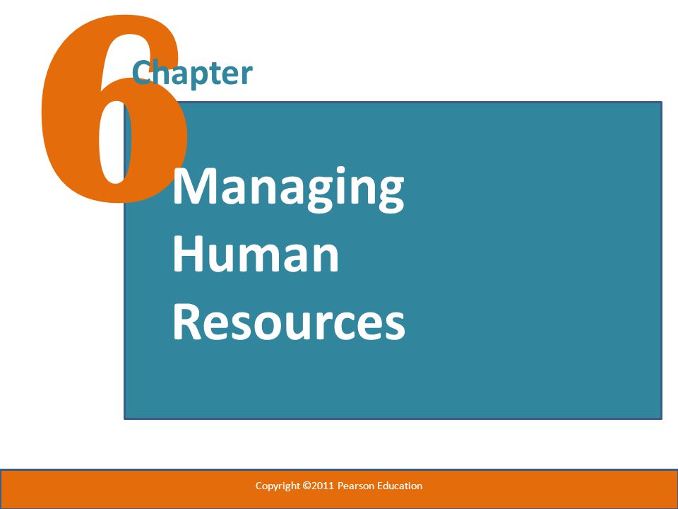 6 Chapter Managing Human Resources Copyright ©2011 Pearson Education