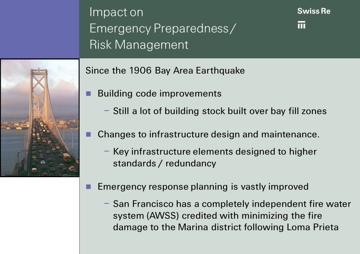 impact on emergency preparedness risk management since the 1906 bay area earthquake building code improvements