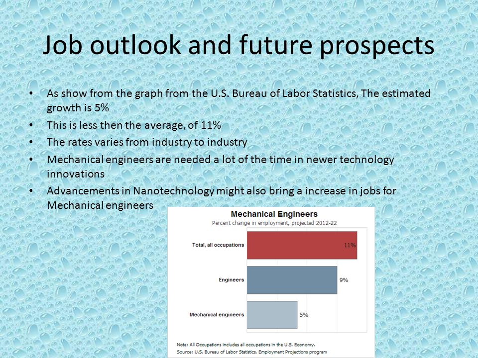 Job outlook and future prospects As show from the graph from the U.S.