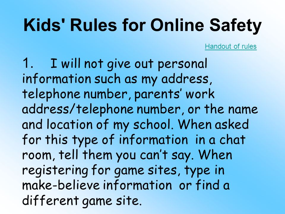 Kids Rules for Online Safety 1.