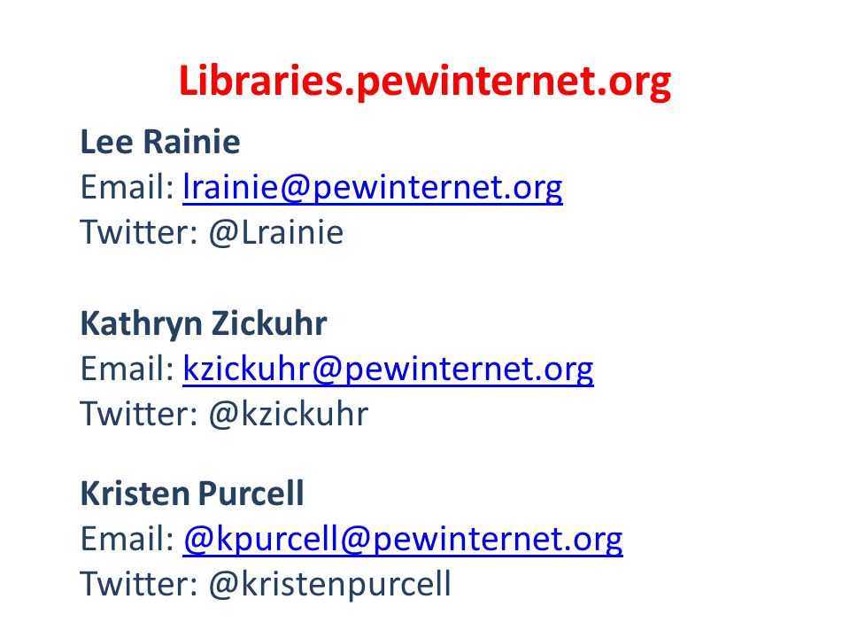 Libraries.pewinternet.org Lee Rainie   Kathryn Zickuhr   Kristen Purcell