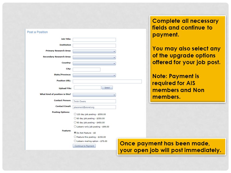 Complete all necessary fields and continue to payment.