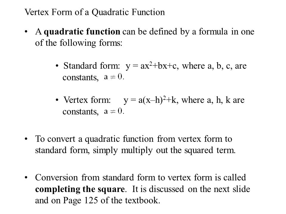 Convert Standard Quadratic Equation To Vertex Form Talkchannels How To Convert Quadratic Equation Standard Form Talkchannels 5 Vertex Functions A Function Is With