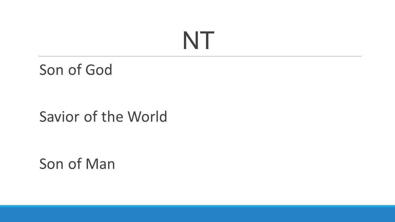 NT Son of God Savior of the World Son of Man