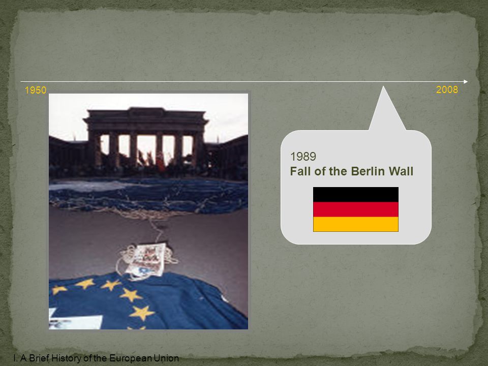 1989 Fall of the Berlin Wall I. A Brief History of the European Union