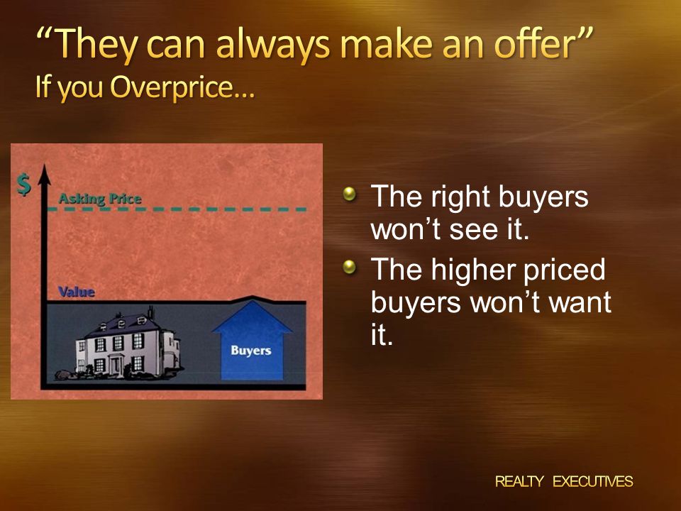 The right buyers won’t see it. The higher priced buyers won’t want it.