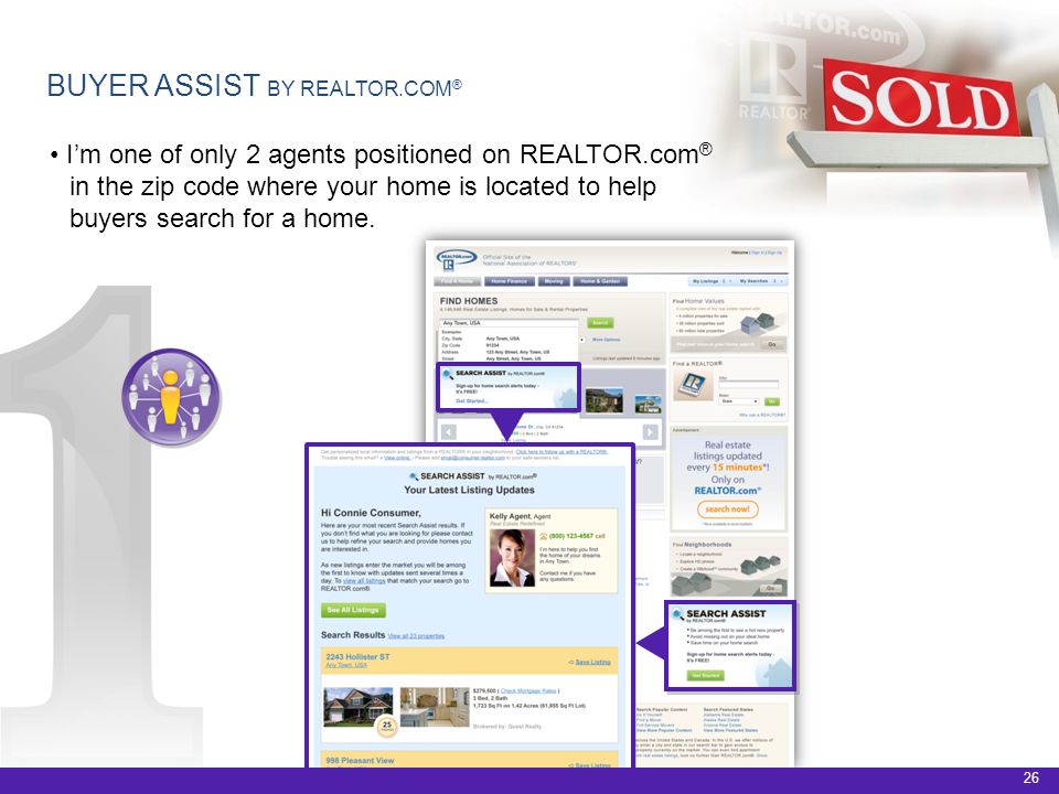 26 I’m one of only 2 agents positioned on REALTOR.com ® in the zip code where your home is located to help buyers search for a home.