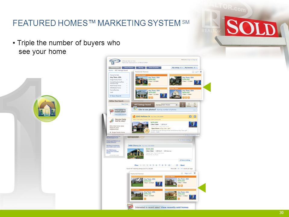30 FEATURED HOMES™ MARKETING SYSTEM SM Triple the number of buyers who see your home