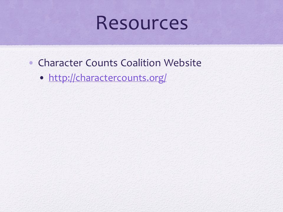 Resources Character Counts Coalition Website