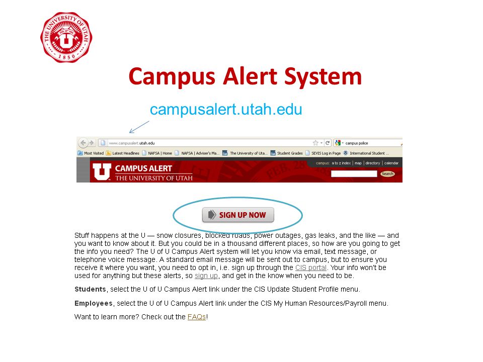 Campus Alert System campusalert.utah.edu