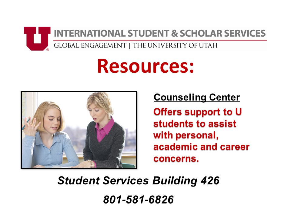 Student Services Building Offers support to U students to assist with personal, academic and career concerns.