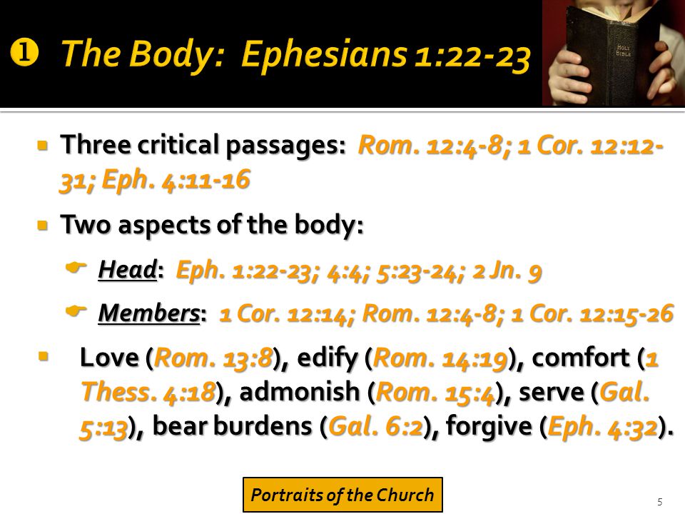  Three critical passages: Rom. 12:4-8; 1 Cor. 12:12- 31; Eph.