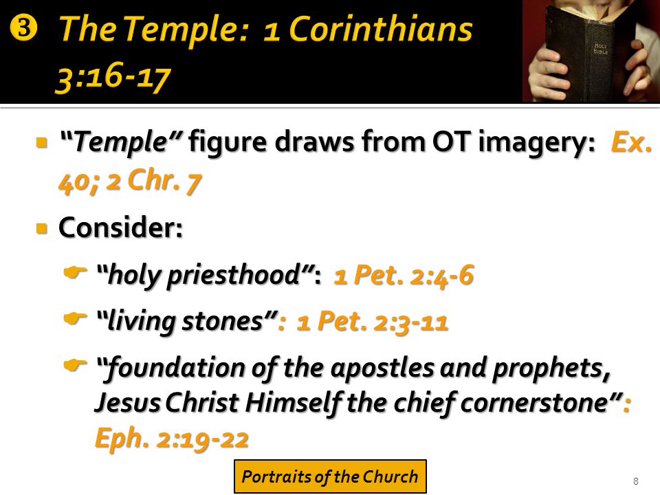  Temple figure draws from OT imagery: Ex. 40; 2 Chr.