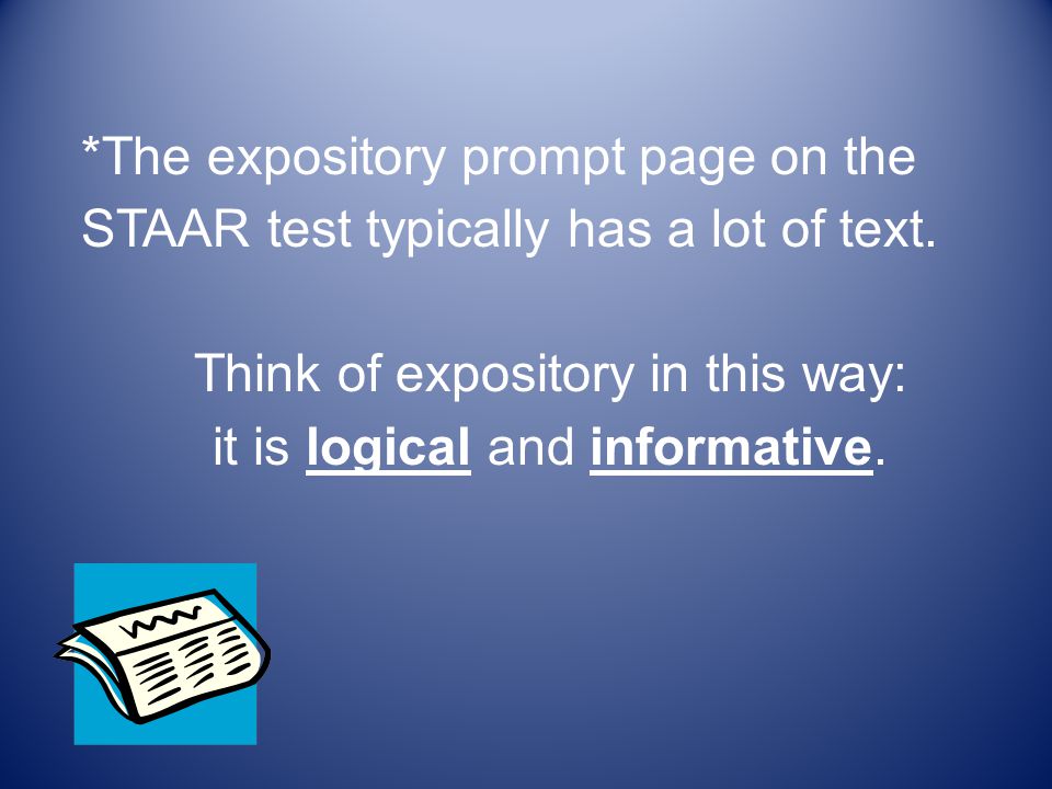 write an expository essay prompts This is a set of 10 expository writing prompts they are ideal for use in 3rd – 5th grades each prompt includes a text stimulus, think, write, and be sure to statement. write an expository essay prompts This is a set of 10 expository writing prompts they are ideal for use in 3rd – 5th grades each prompt includes a text stimulus, think, write, and be sure to statement.