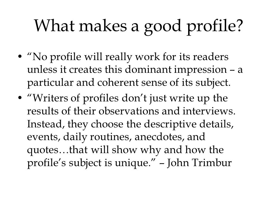 profile write up