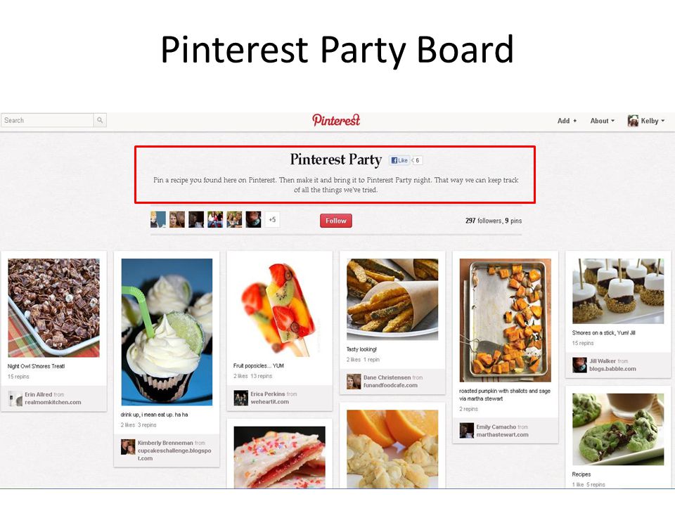 Pinterest Party Board