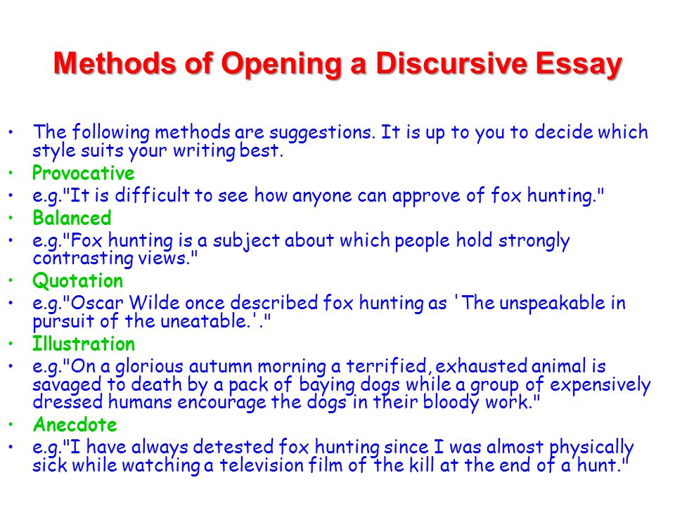 Structure of a higher discursive essay