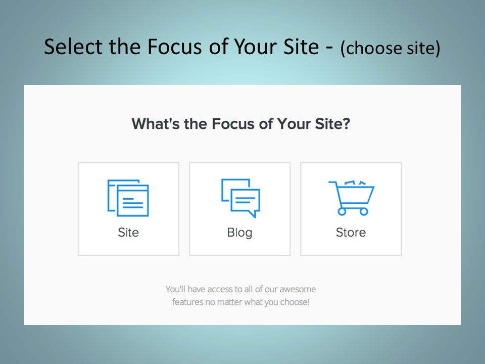 Select the Focus of Your Site - (choose site)