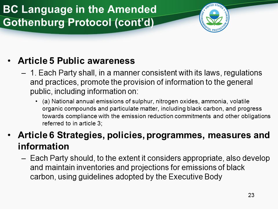Article 5 Public awareness –1.