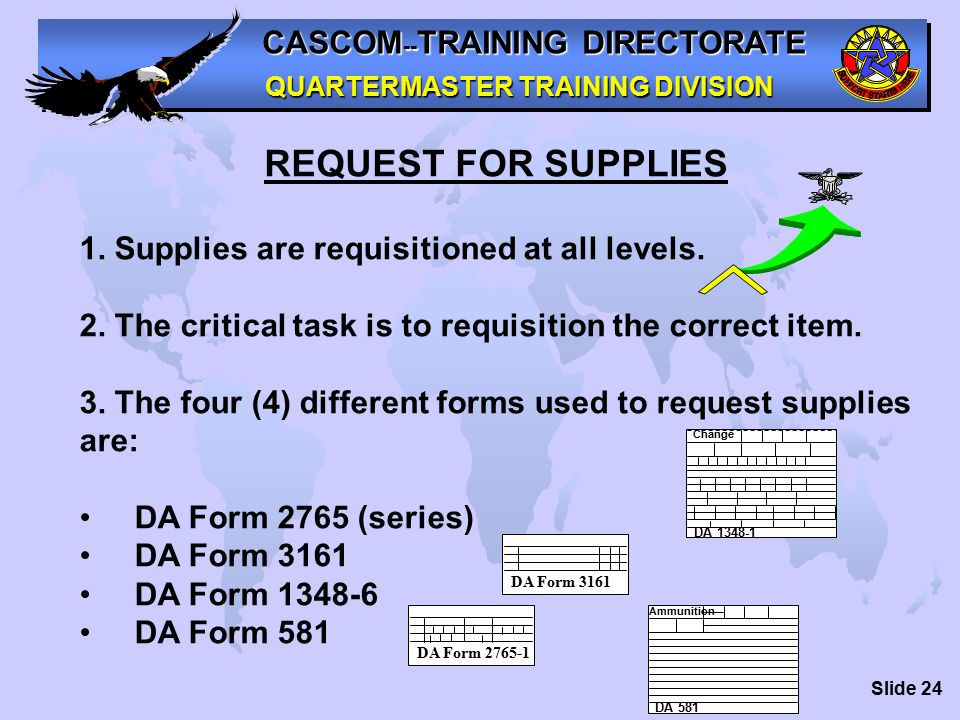 cascom training directorate quartermaster training division dd form 2765