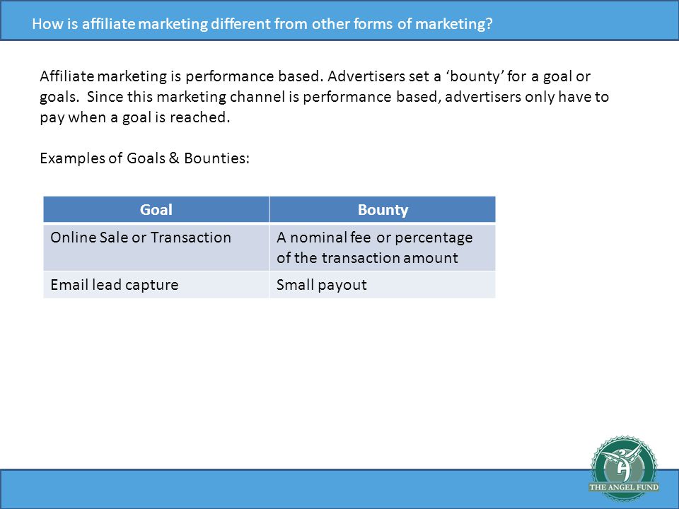 How is affiliate marketing different from other forms of marketing.