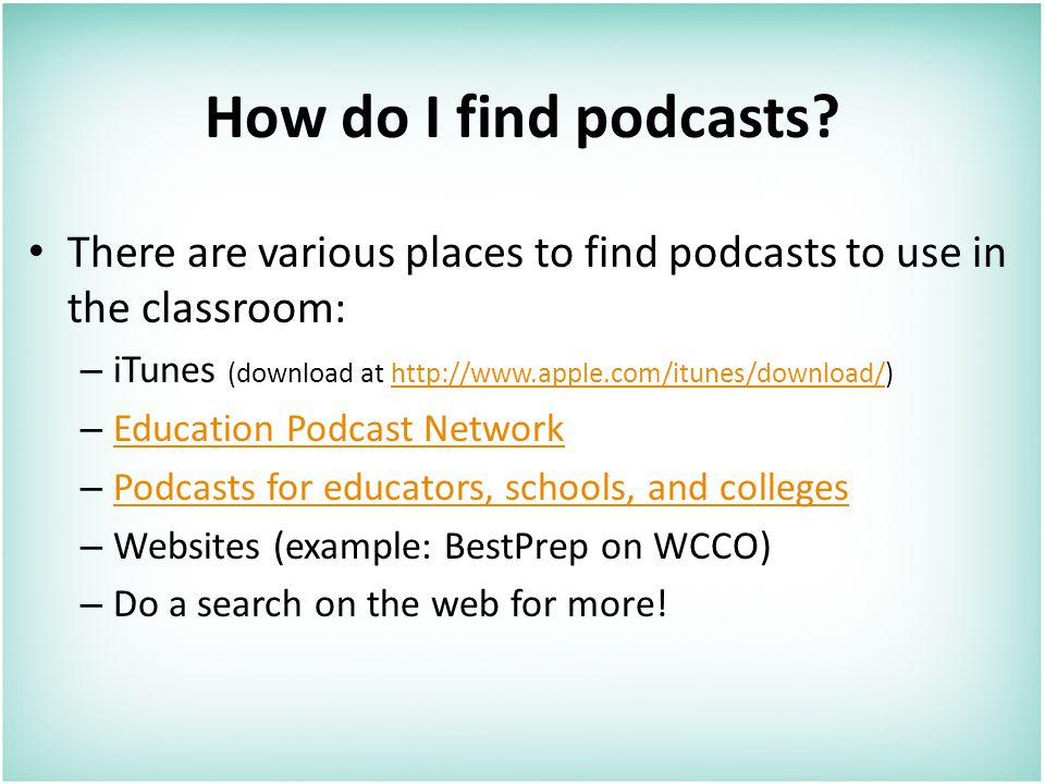How do I find podcasts.