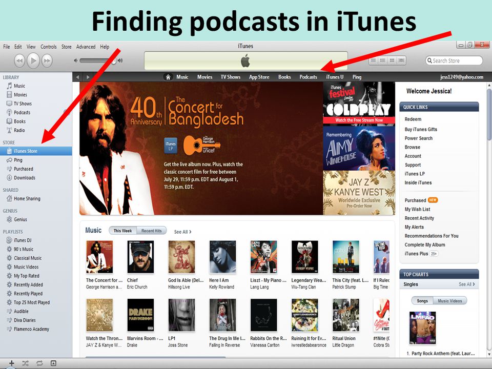 Finding podcasts in iTunes