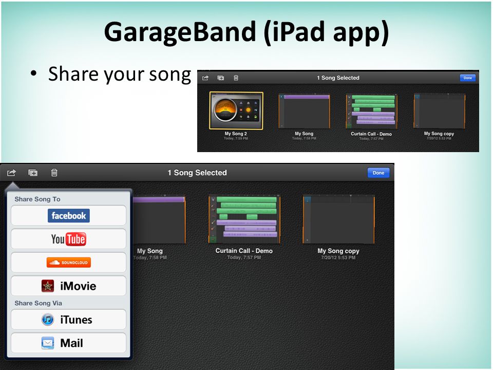 GarageBand (iPad app) Share your song