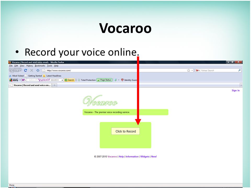 Vocaroo Record your voice online.