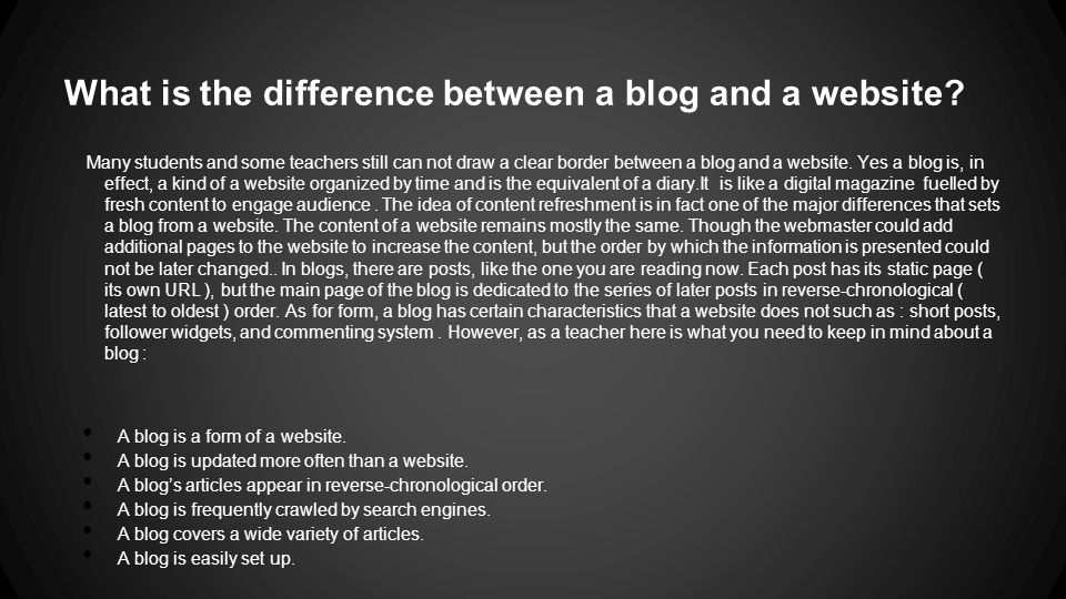 What is the difference between a blog and a website.