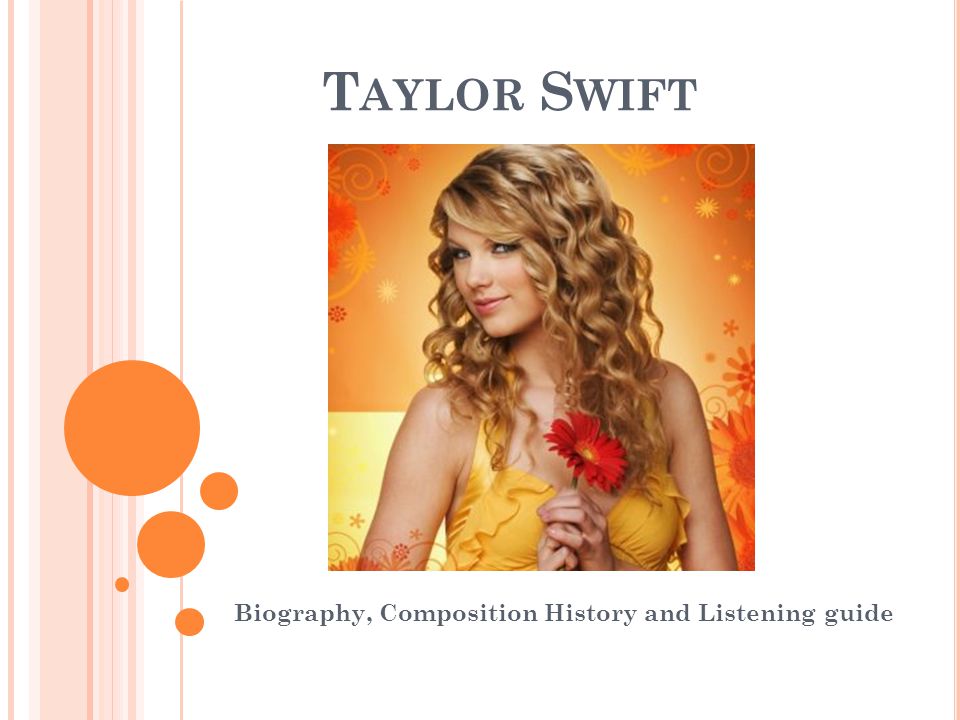 T AYLOR S WIFT Biography, Composition History and Listening guide