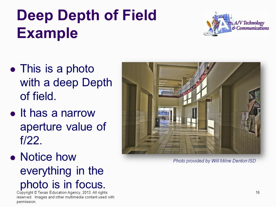 Deep Depth of Field Example This is a photo with a deep Depth of field.