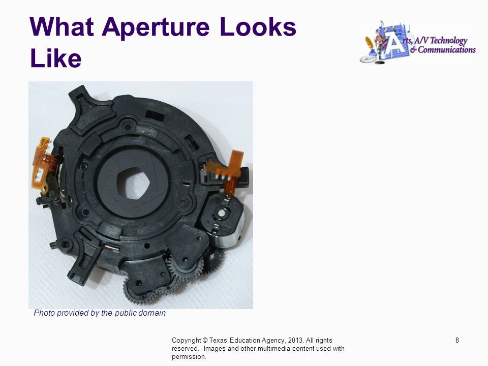 What Aperture Looks Like Photo provided by the public domain Copyright © Texas Education Agency, 2013.