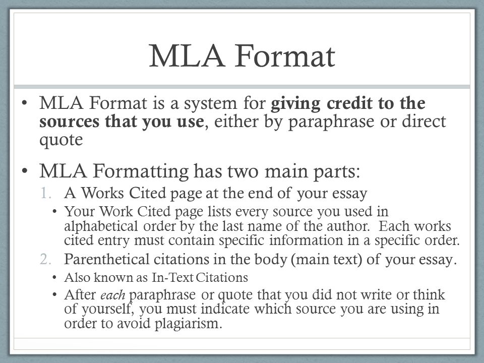 put my essay in mla format