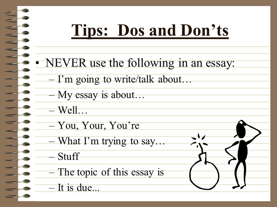 The Conclusion: Wrapping It Up When concluding your essay, you should restate the points that you have made.
