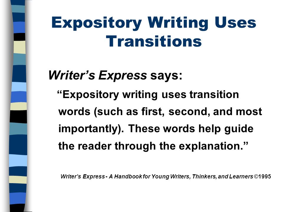 Transition words in expository essays