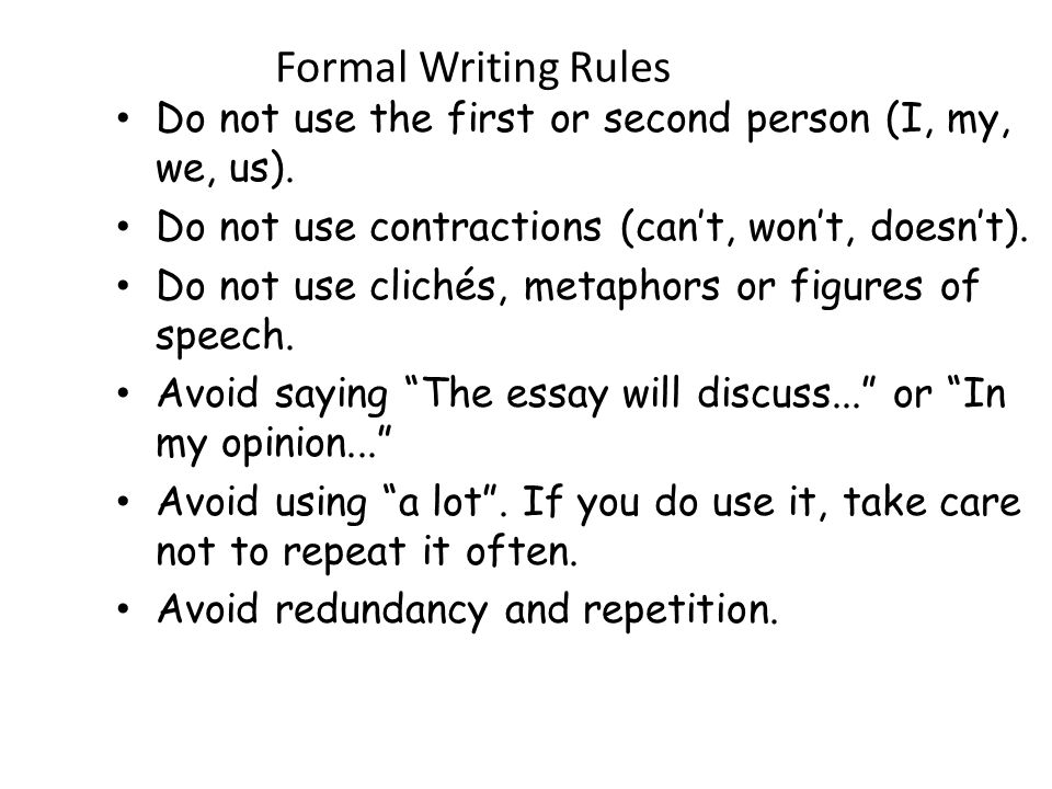 Write an essay rules