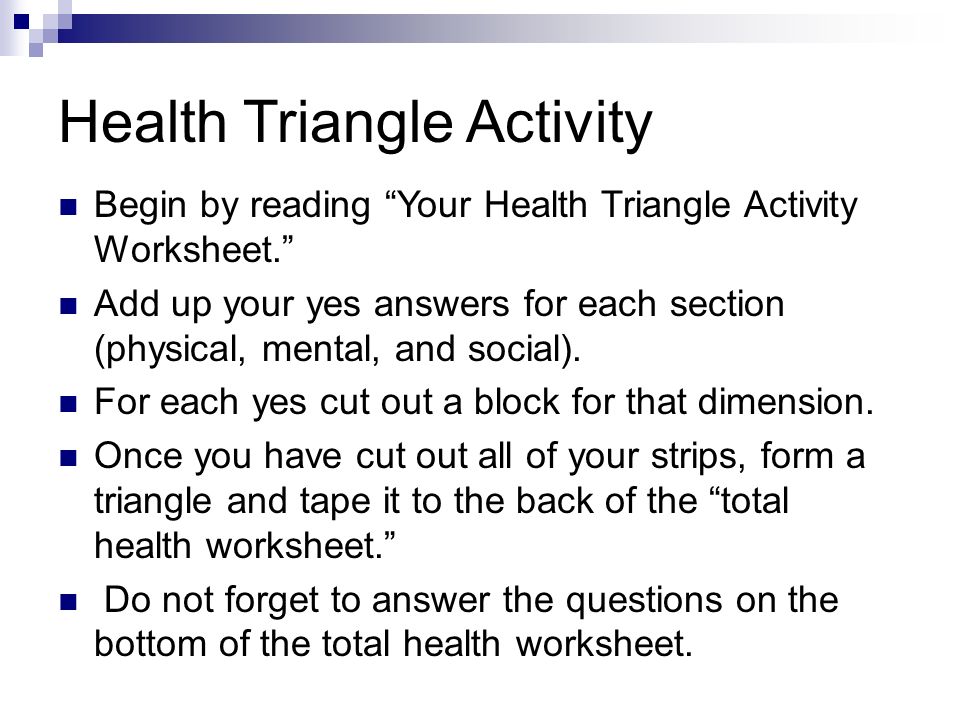 Worksheet Health Triangle Worksheet mental health wellness lesson 2 essential skill make decisions triangle activity begin by reading worksheet add up