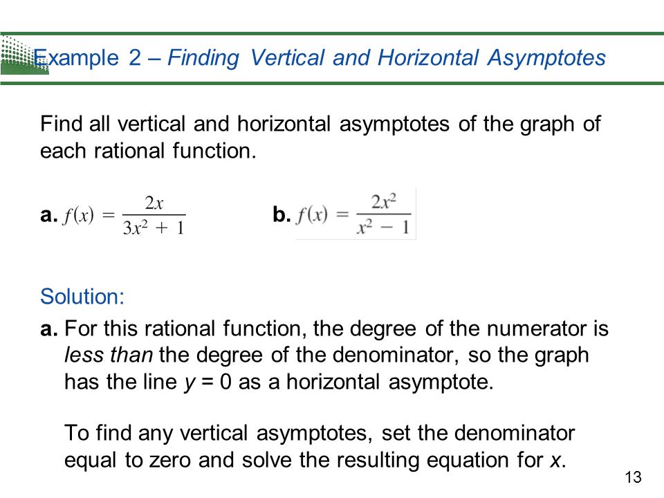 1 Find The Domains Of Rational Functions Vertical And 13 Example 2 Finding Vertical And Horizontal Asymptotes Find All Of