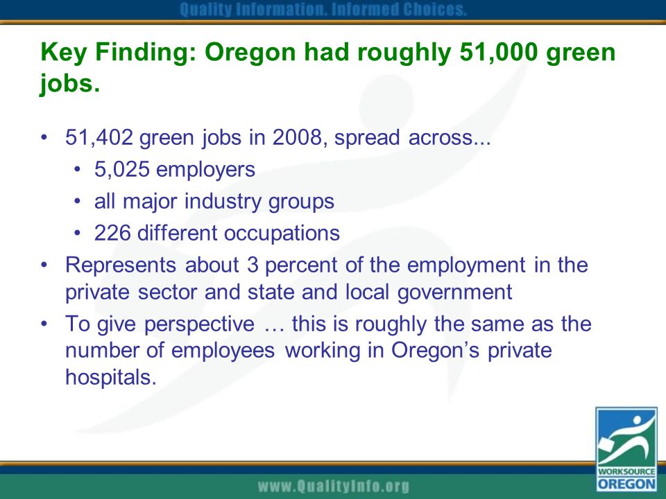 Key Finding: Oregon had roughly 51,000 green jobs.