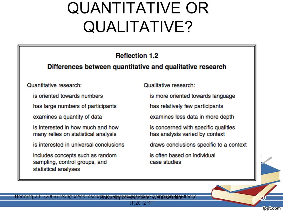 quantitative and qaulity research The terms qualitative and quantitative apply to two types of perspective reasoning, used most often when conducting research your first clue into the differences between these types of reasoning lies in the words themselves qualitative is focused on the quality of something, whereas quantitative. quantitative and qaulity research The terms qualitative and quantitative apply to two types of perspective reasoning, used most often when conducting research your first clue into the differences between these types of reasoning lies in the words themselves qualitative is focused on the quality of something, whereas quantitative.