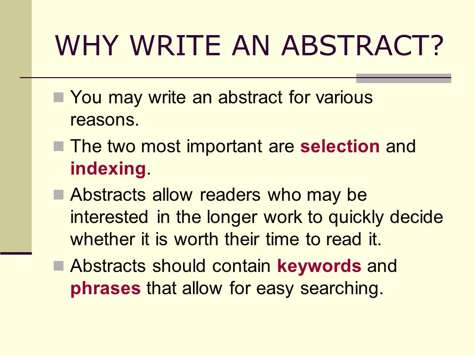 How To Write An Abstract Dissertation