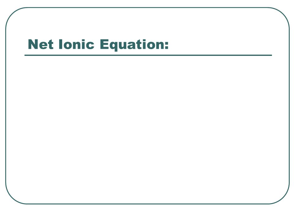 Net Ionic Equation: