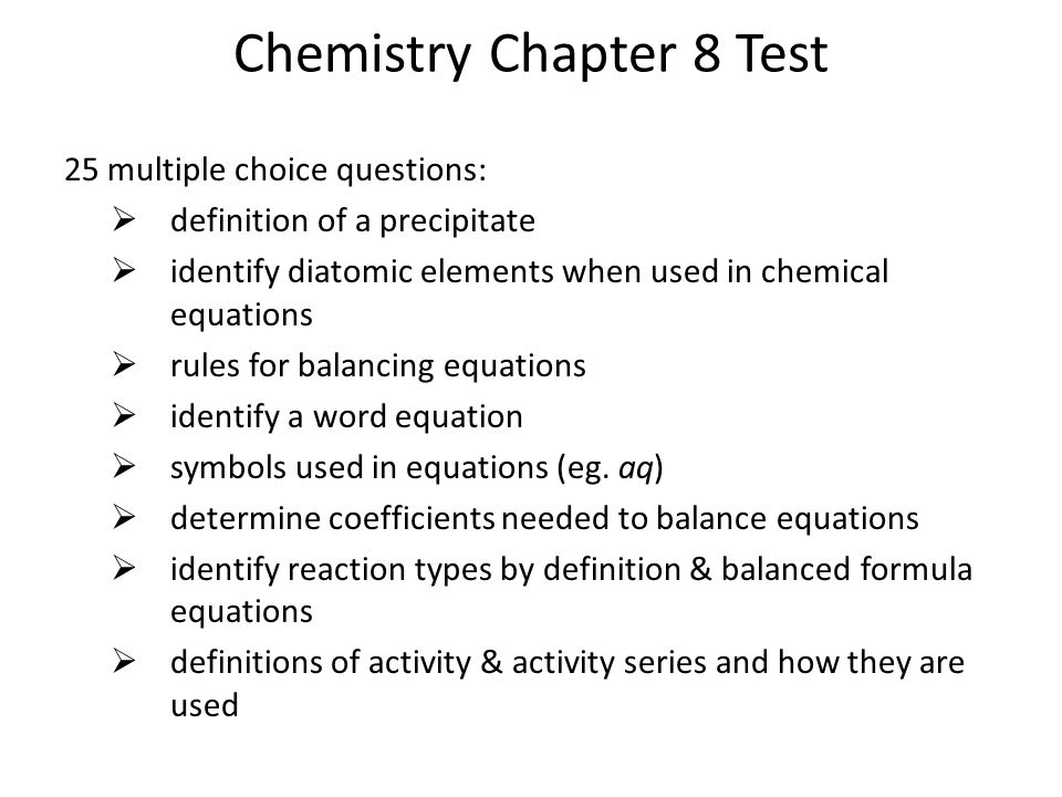 Chemistry Chapter 8 Chemical Equations Balancing Formula 64 Chemistry
