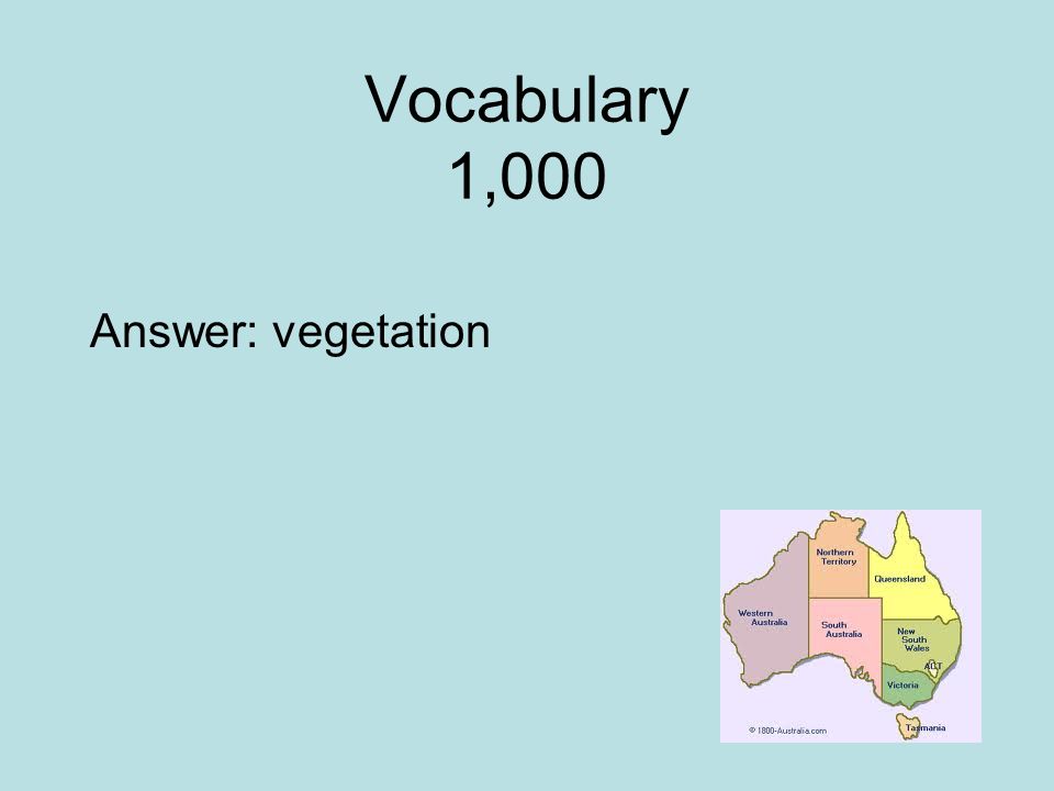 Vocabulary 1,000 Answer: vegetation