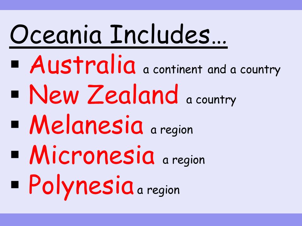 Oceania the tropical region of the Pacific Ocean