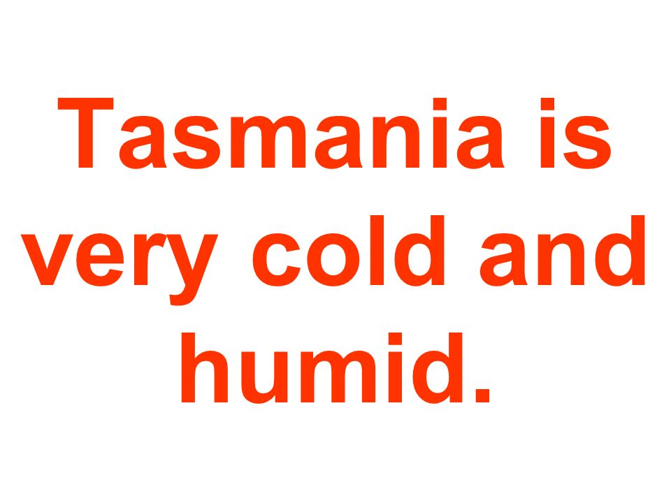 Tasmania is very cold and humid.