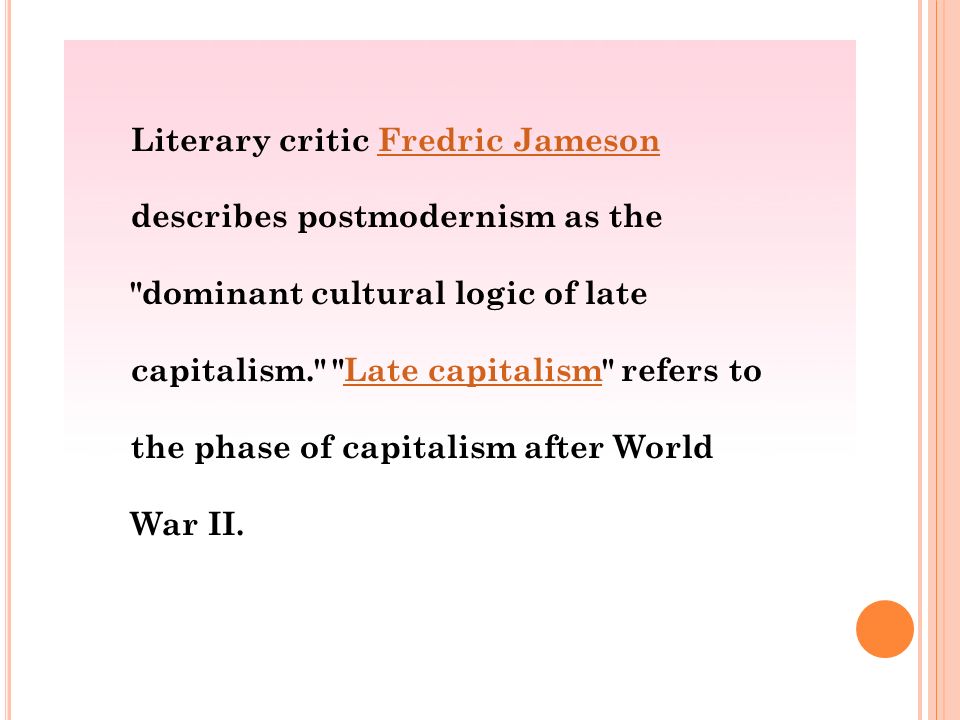 the notion of hyperreality in frederic jamesons cultural logic of late capitalism the notion of hyperreality in frederic jamesons cultural logic of late capitalism