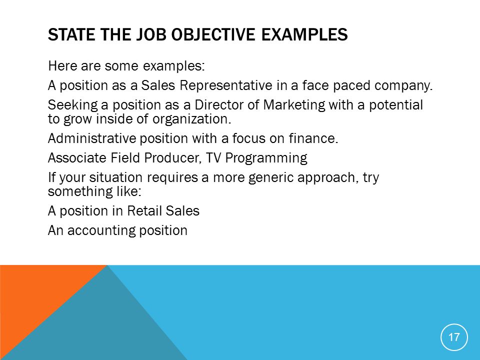 Resume writing job objective